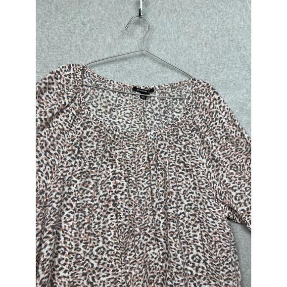 Zac & Rachel Cheetah Blouse Womens Plus 2X Animal Print Casual Boho Flare Sleeve - Picture 3 of 10